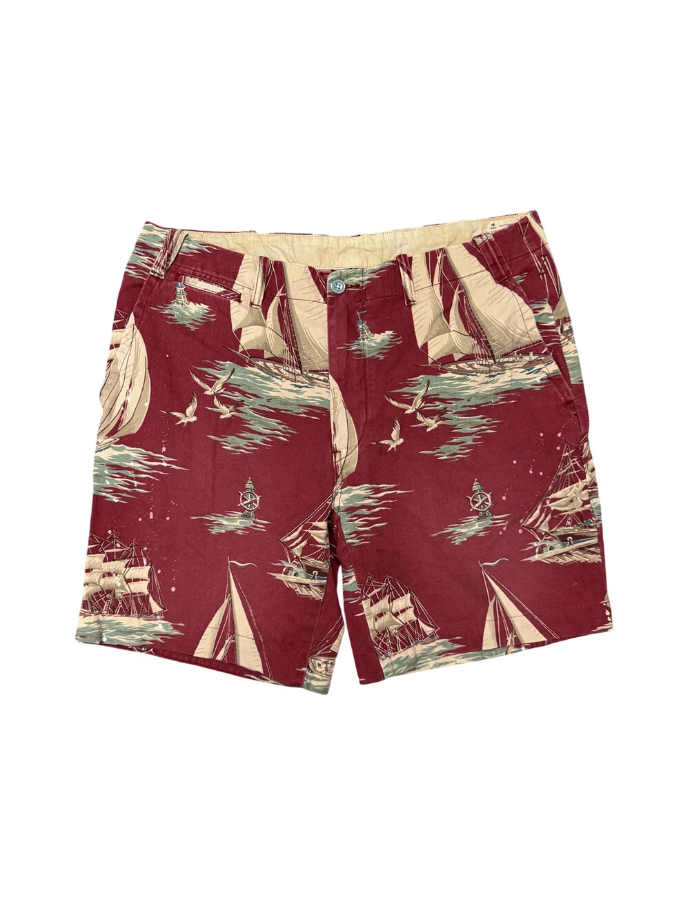 Polo Ralph Lauren Shorts Mens 38 Red Nautical Sailboat Print Chino Summer